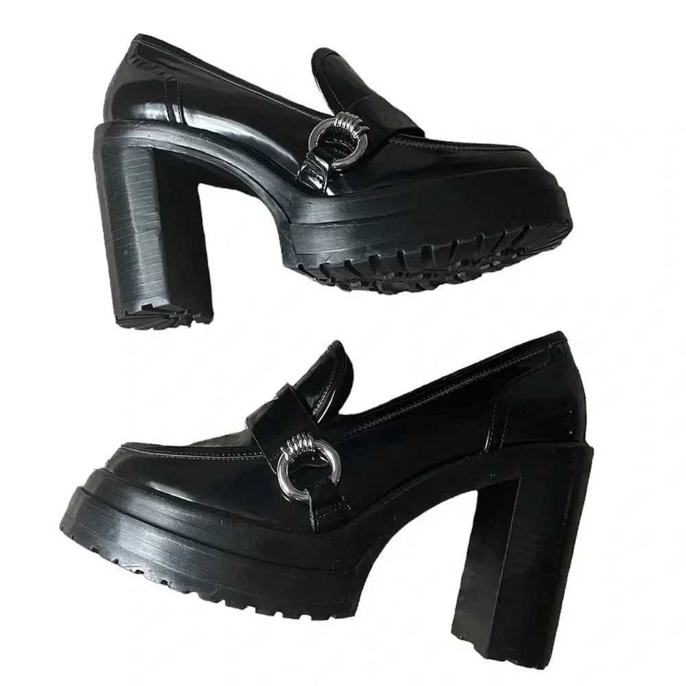 Gianni Bin Maxxwelle Black High Heel Platform Shoes Size 8.5